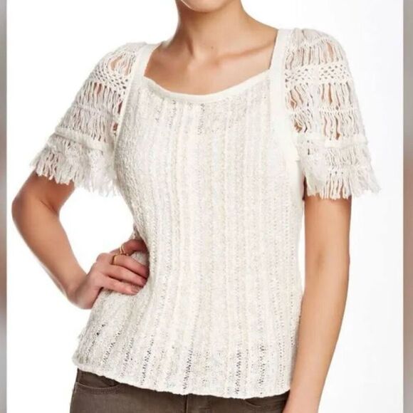 Free People Blackbird Macrame top Ivory comb size XS - Picture 3 of 7